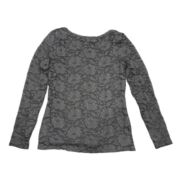 Banana Republic Womens Gray Floral Lace Overlay Sheer Long Sleeve Top M EUC - Picture 7 of 7